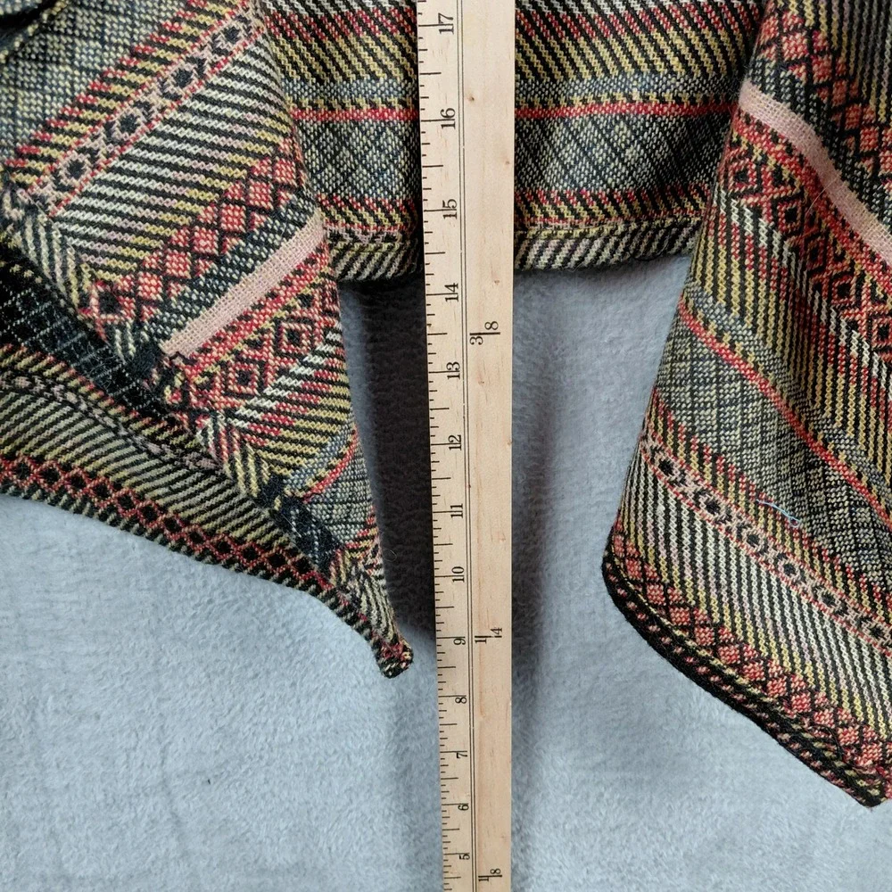 BKE‎ Outerwear Women's Geometric Print Waterfall Drape Jacket Gray Sleeve M